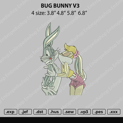 Bug Bunny V3 Embroidery File 4 size