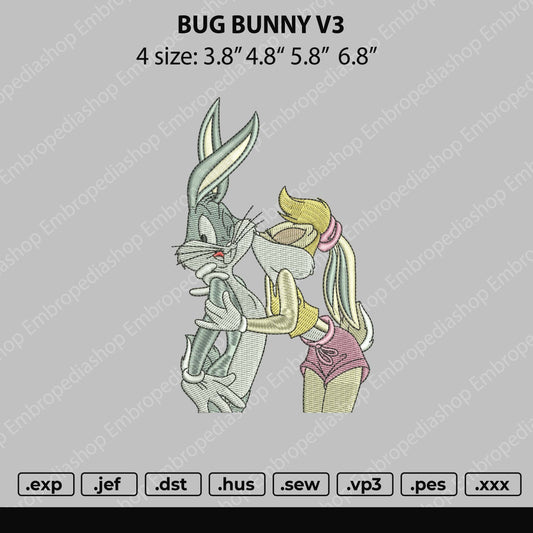 Bug Bunny V3 Embroidery File 4 size