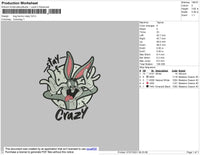 Bug Bunny Crazy Embroidery File 4 size