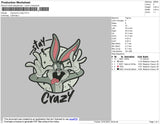 Bug Bunny Crazy Embroidery File 4 size