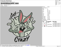 Bug Bunny Crazy Embroidery File 4 size