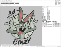 Bug Bunny Crazy Embroidery File 4 size