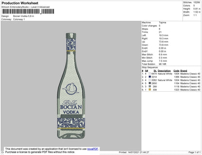Bocian Vodka Embroidery File 4 size