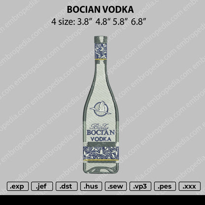 Bocian Vodka Embroidery File 4 size