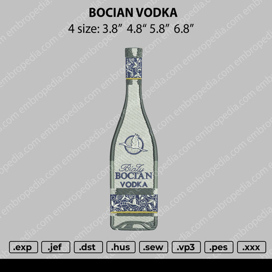 Bocian Vodka Embroidery File 4 size