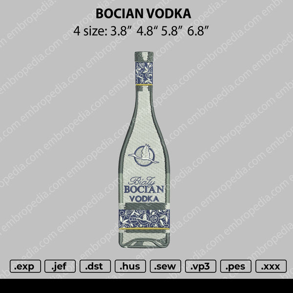 Bocian Vodka Embroidery File 4 size