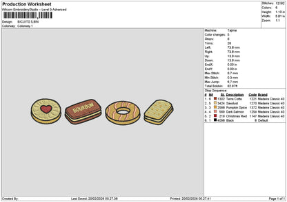 Cookies Icons 1902 Embroidery File 6 sizes