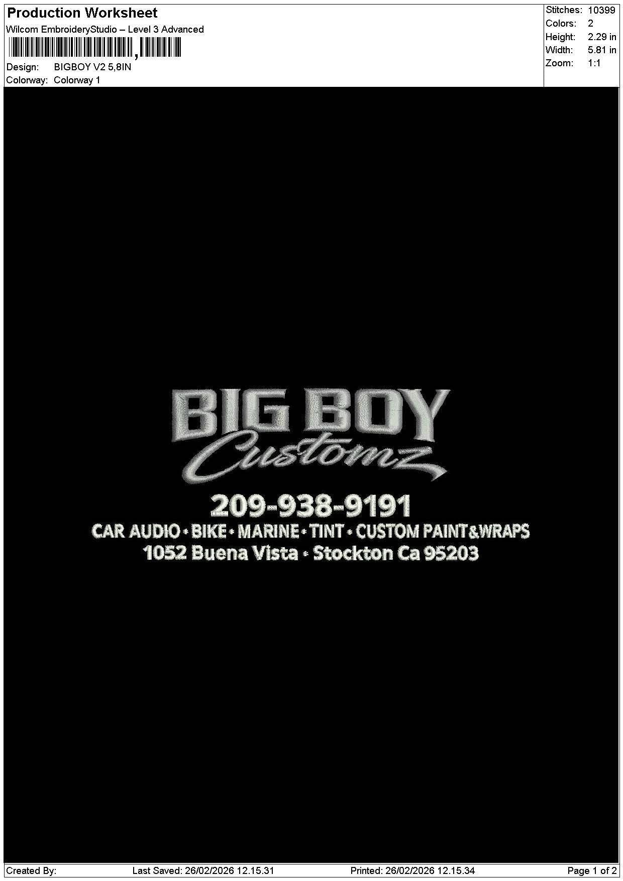 Bigboytext 001 Embroidery File 6 sizes