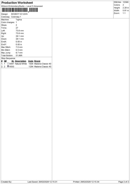 Bigboytext 001 Embroidery File 6 sizes