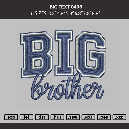 Big Text Embroidery Machine Design File 6 sizes