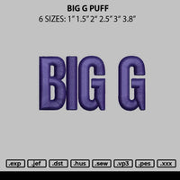 Big G Puff Embroidery File 6 sizes