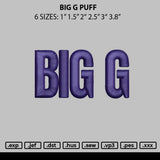 Big G Puff Embroidery File 6 sizes