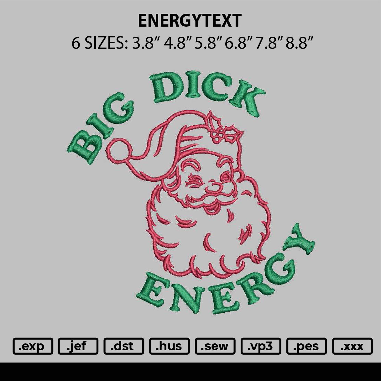 Energytext Embroidery File 6 sizes