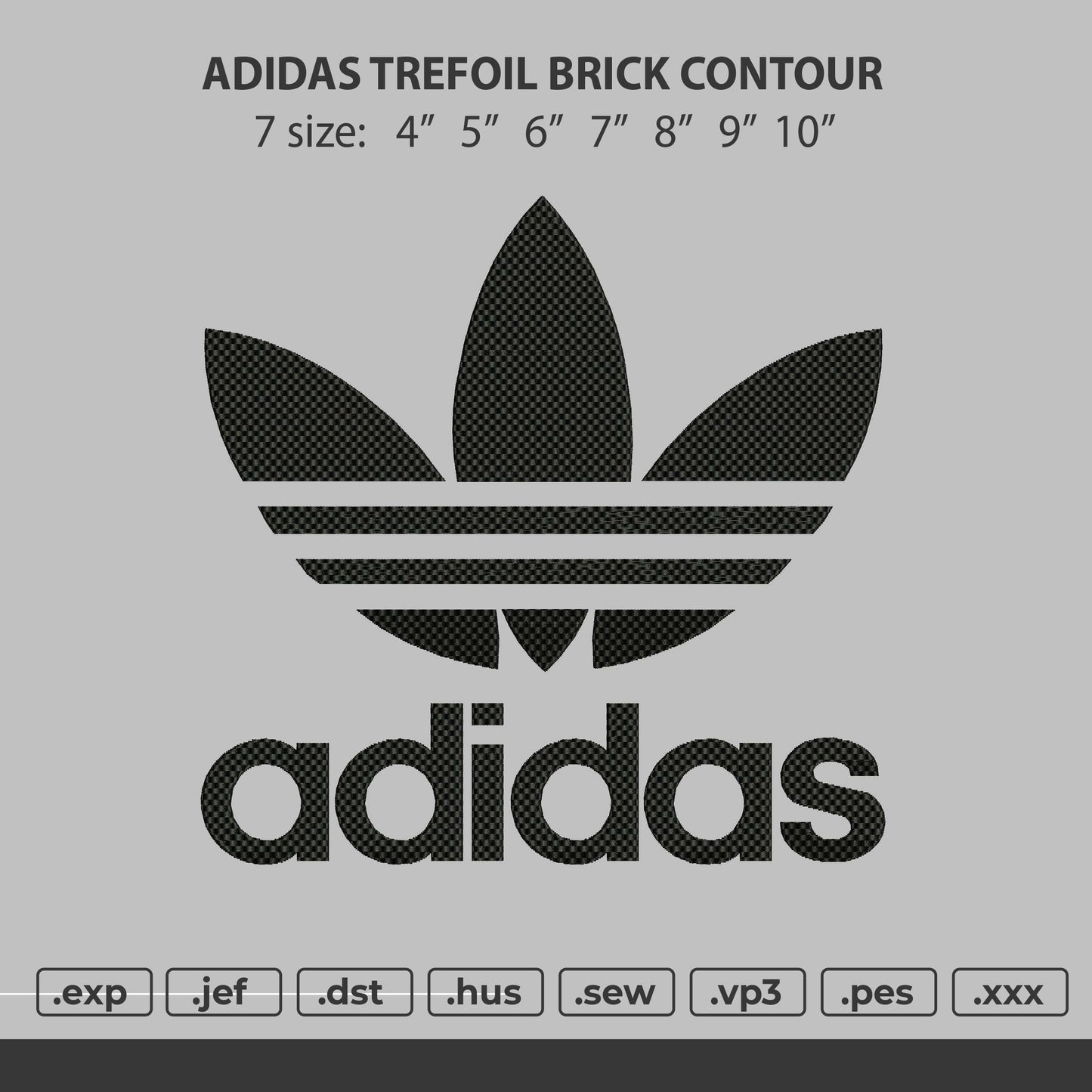 Adidas trefoil brick contour Embroidery File 7 size