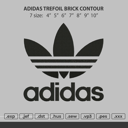 Adidas trefoil brick contour Embroidery File 7 size