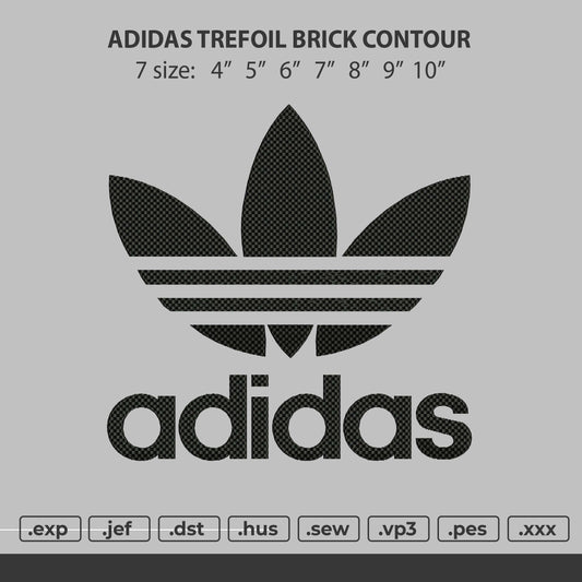 Adidas trefoil brick contour Embroidery File 7 size