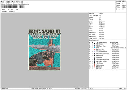 Big Wild Embroidery File 4 size