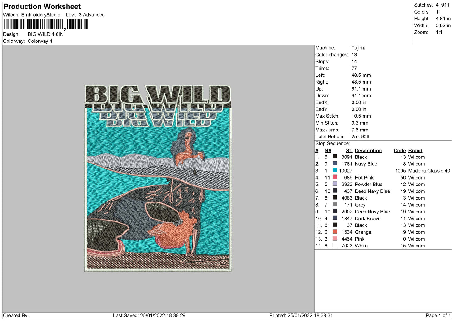 Big Wild Embroidery File 4 size