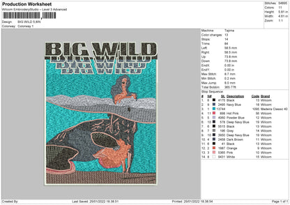 Big Wild Embroidery File 4 size