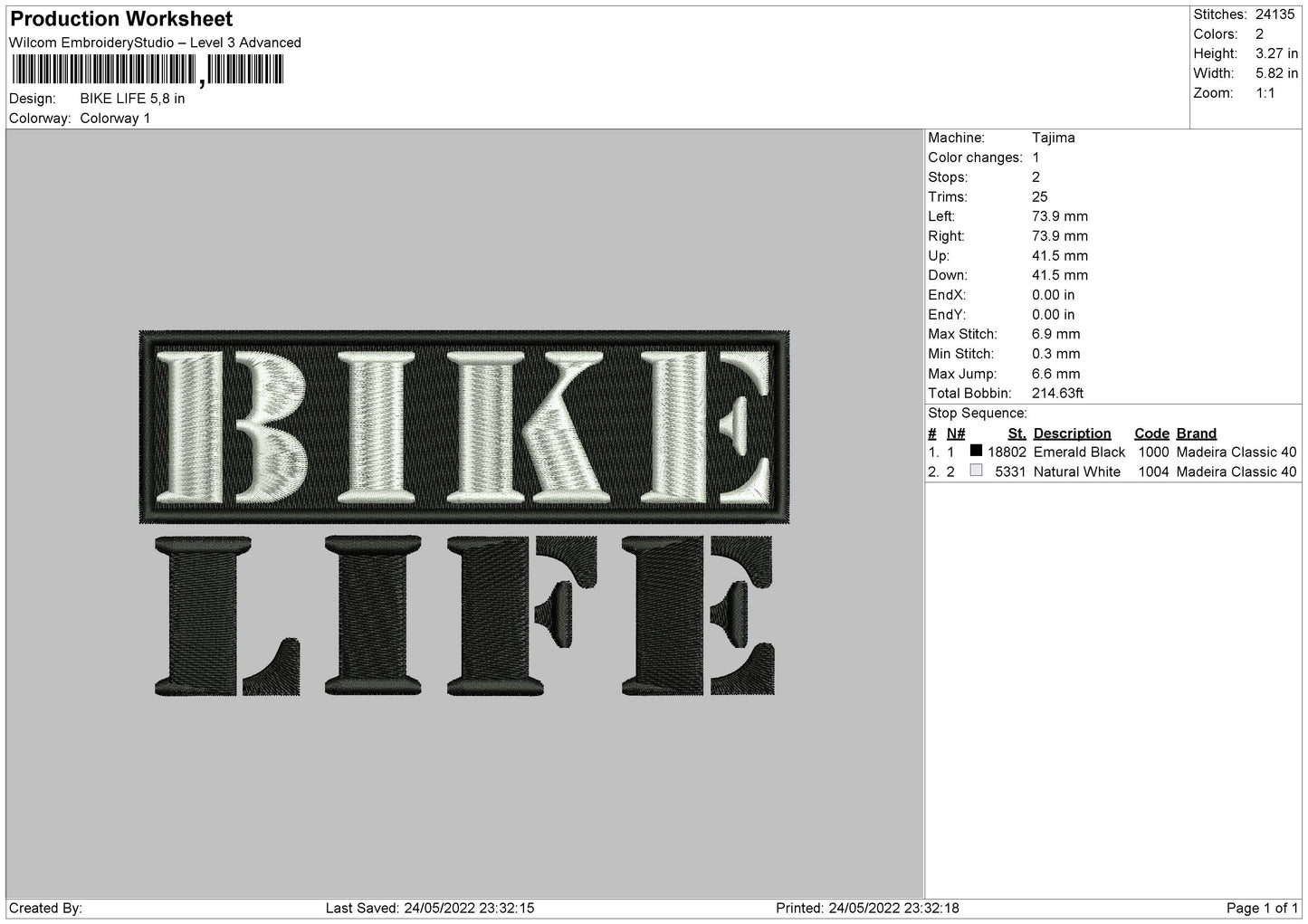 Bike Life Embroidery File 4 size
