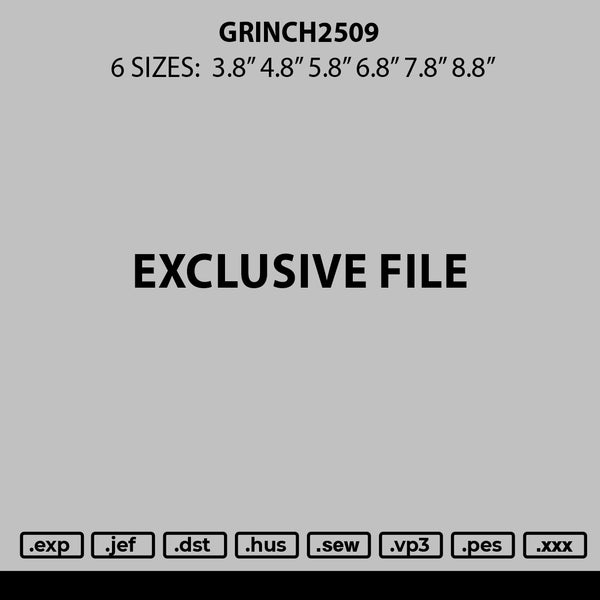 Grinch2509 Embroidery File 6 sizes