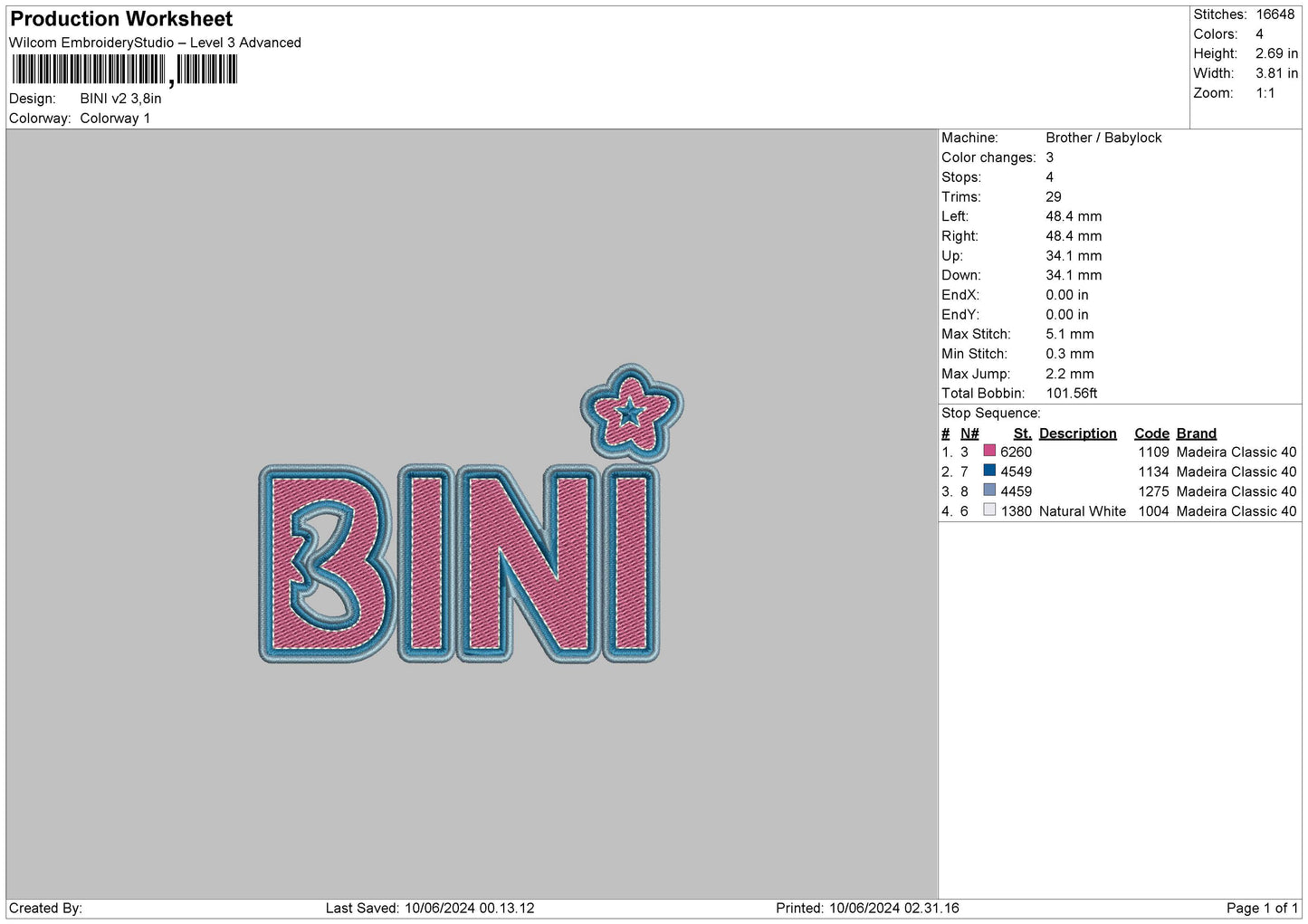 Binitext02 Embroidery File 6 sizes