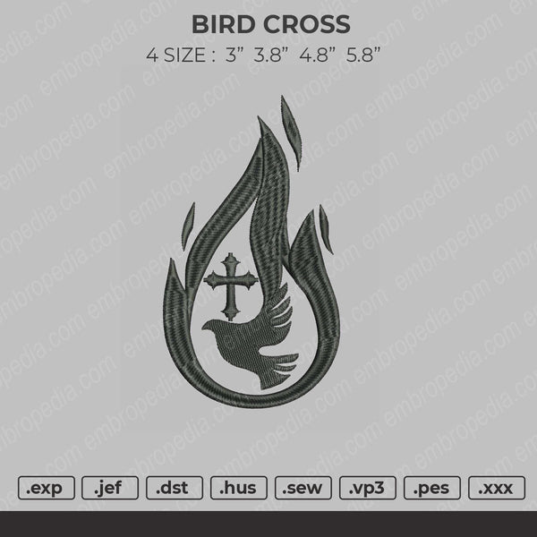 Brid Cross Embroidery File 4 size