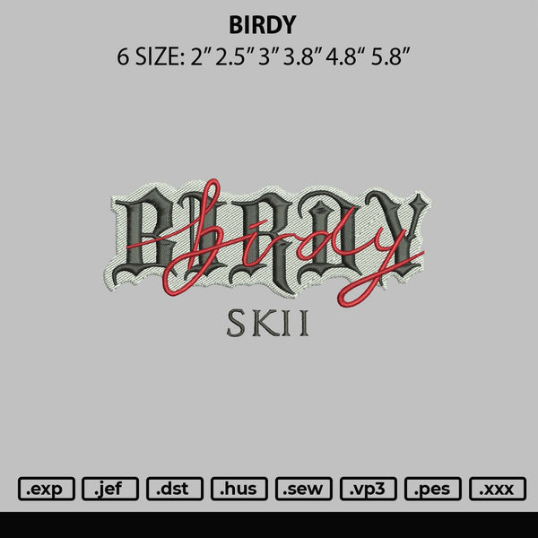 Birdy Embroidery File 6 sizes