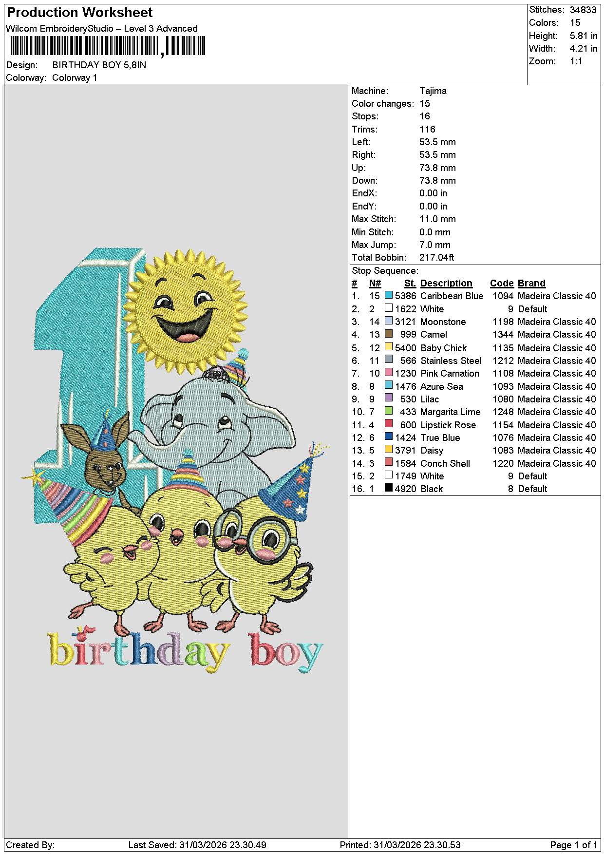 Birthdaytext 3103 Embroidery File 6 sizes