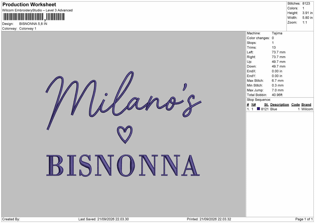 Bisnonna Text Embroidery Machine Design File 6 sizes