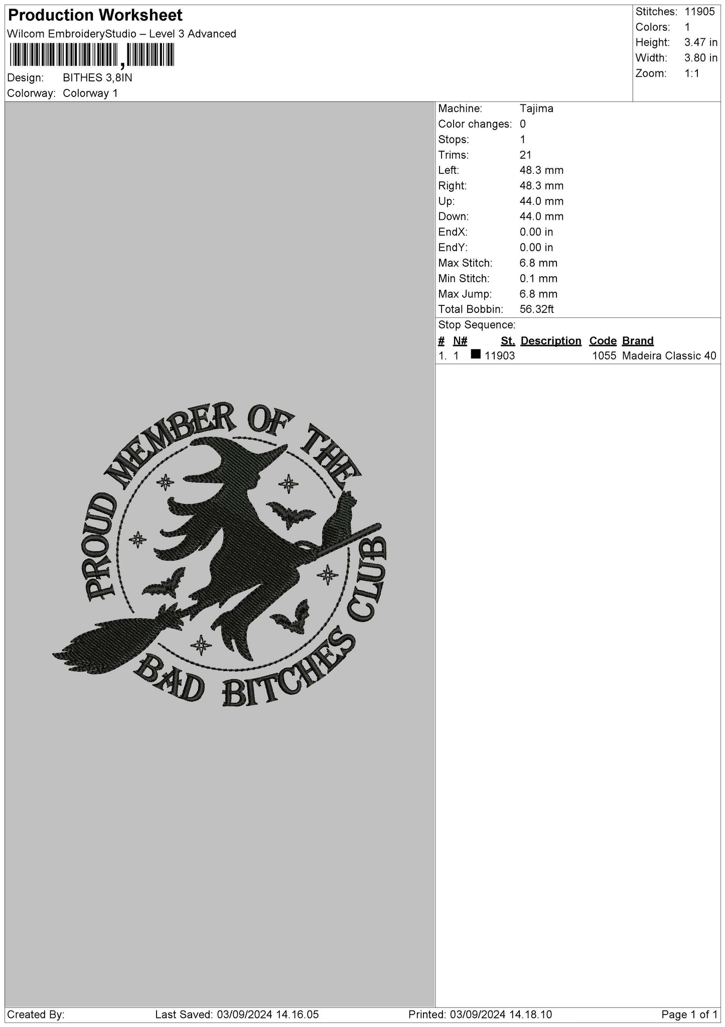 Witchcircle Embroidery File 6 sizes
