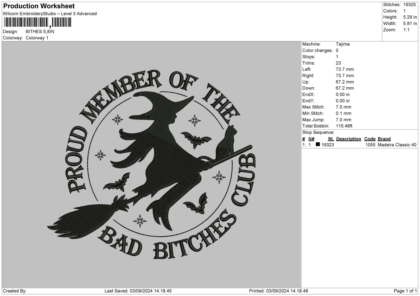 Witchcircle Embroidery File 6 sizes