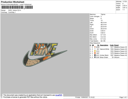 Nike One Piece Embroidery File 4 size