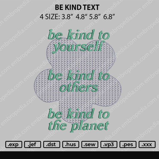 Be Kind to yourself Embroidery Design File