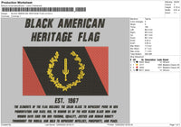 Black American Flag V2 Embroidery File 4 size