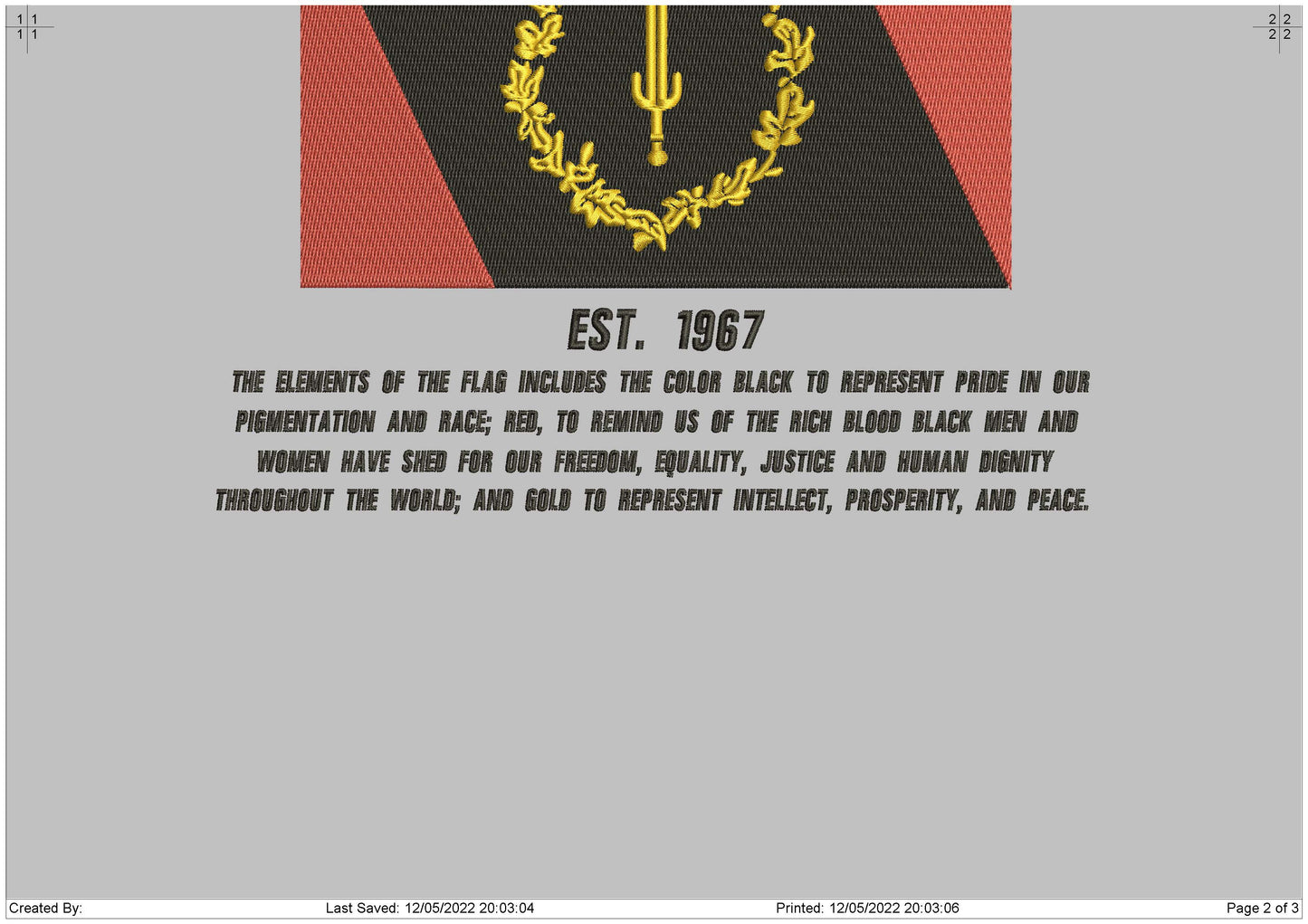 Black American Flag V2 Embroidery Design File