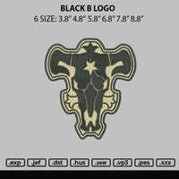 Black B Logo Embroidery File 6 sizes