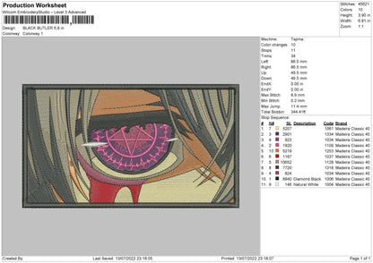 Black Butler Embroidery File 4 sizes