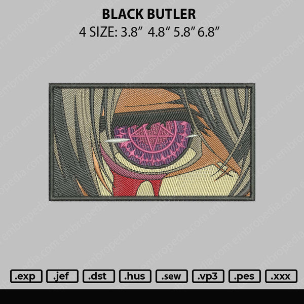 Black Butler Embroidery File 4 sizes