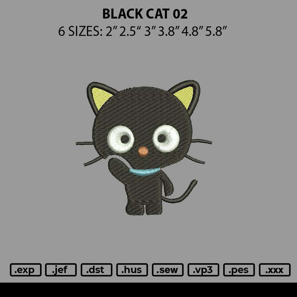 Black Cat 02 Embroidery File 6 sizes