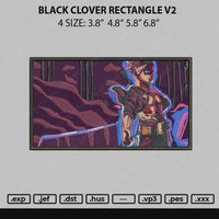 Black Clover Rectangle V2 Embroidery File 4 size