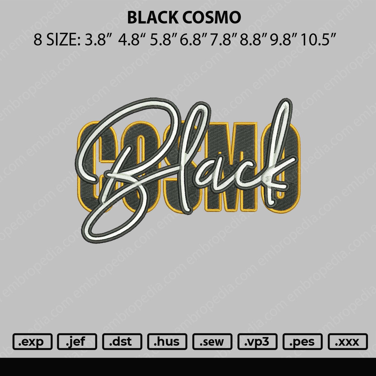 Black Cosmo Embroidery File 8 size