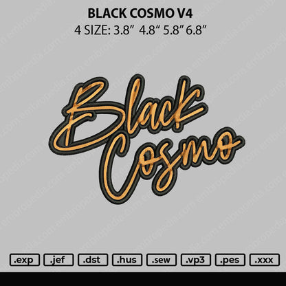 Black Cosmo V4 Embroidery File 4 size