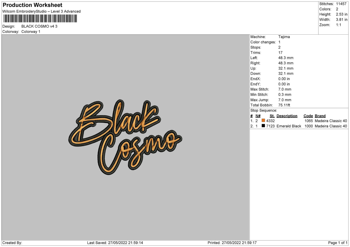Black Cosmo V4 Embroidery File 4 size – Master Digitizer
