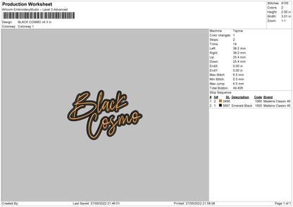 Black Cosmo V4 Embroidery File 4 size