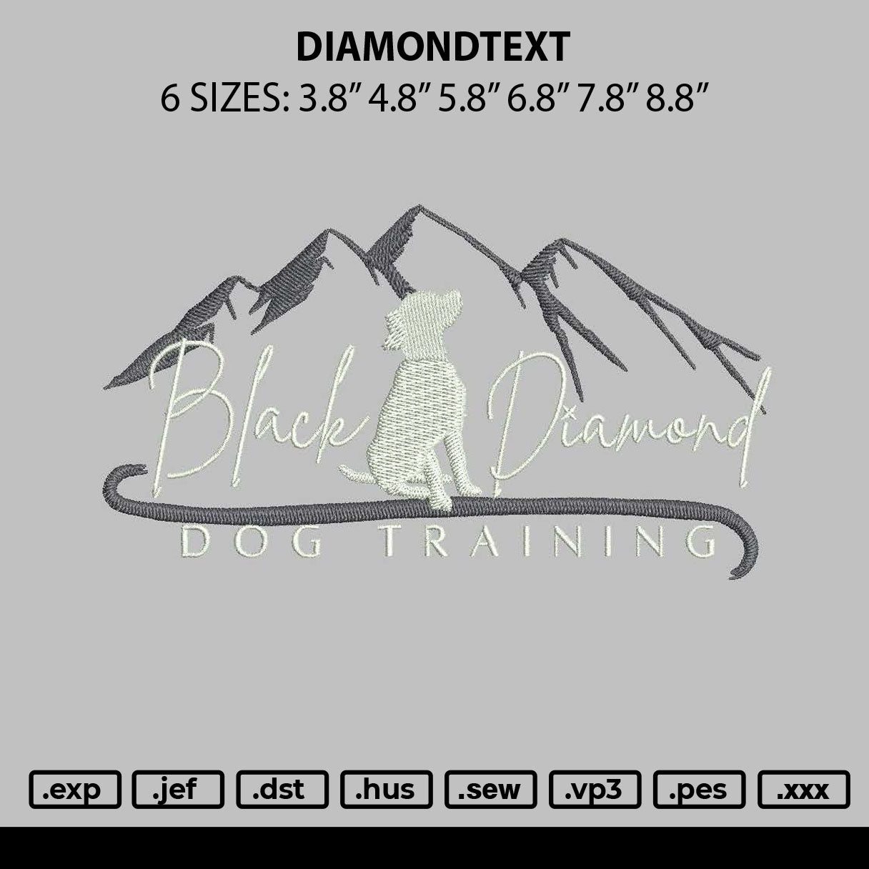 Diamondtext 0704 Embroidery File 6 sizes