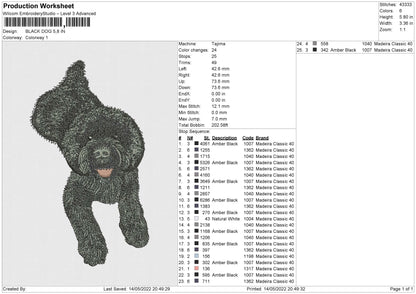 Black Dog Embroidery File 4 size