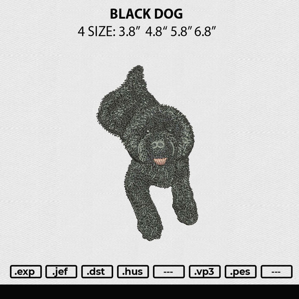 Black Dog Embroidery File 4 size