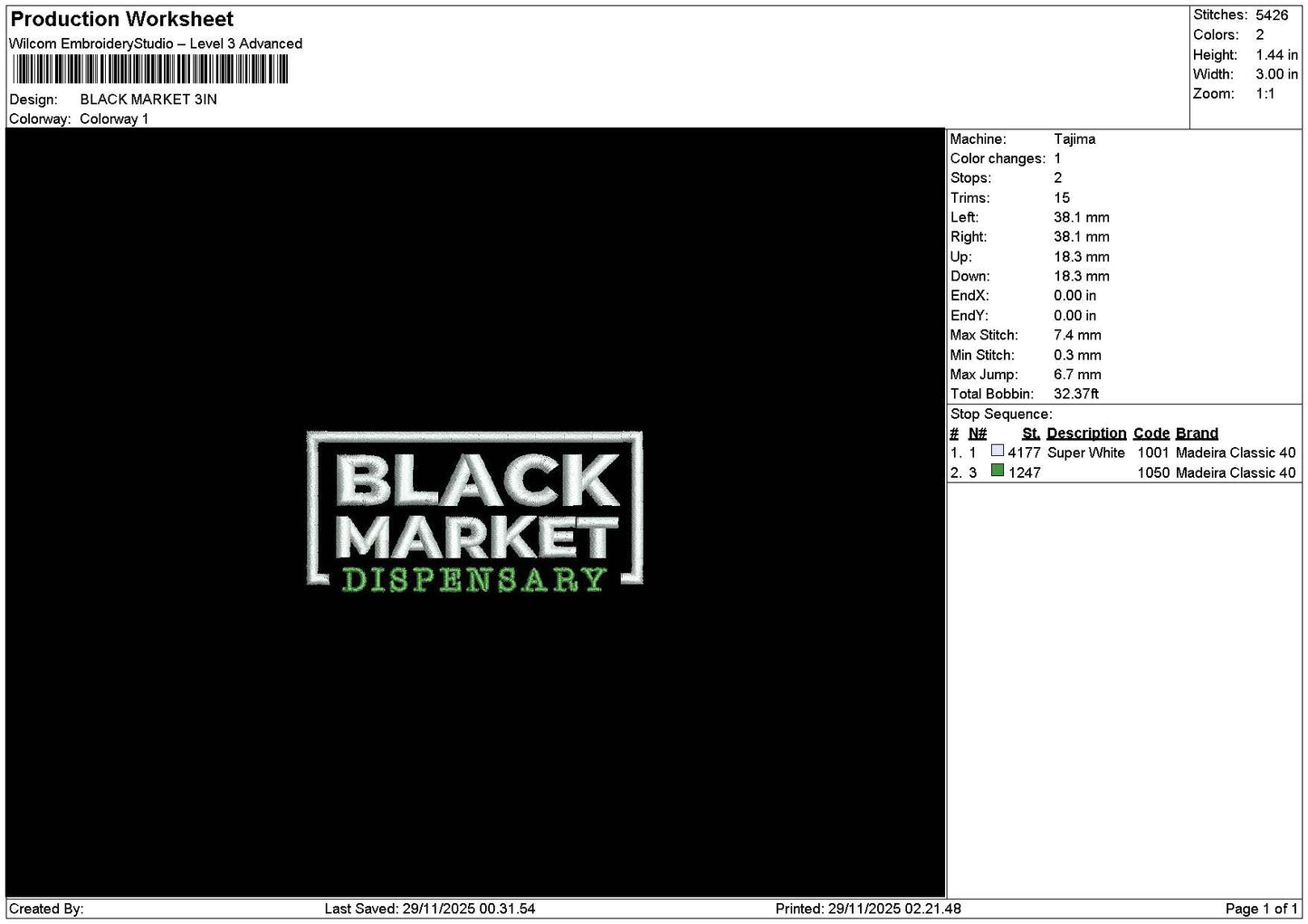 Blacktext 2911 Embroidery File 6 sizes
