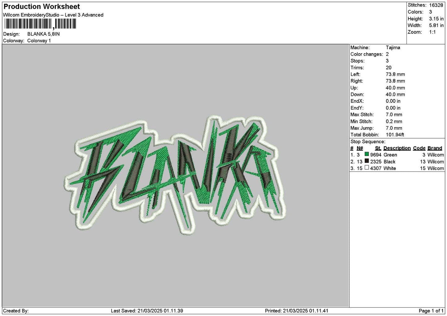 Blankatext Embroidery File 6 sizes